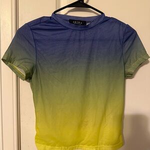 AKIRA Gradient Blue and Yellow Tee